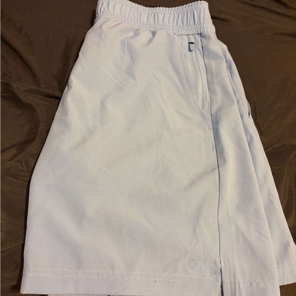 Light Blue Elastic Waist Shorts